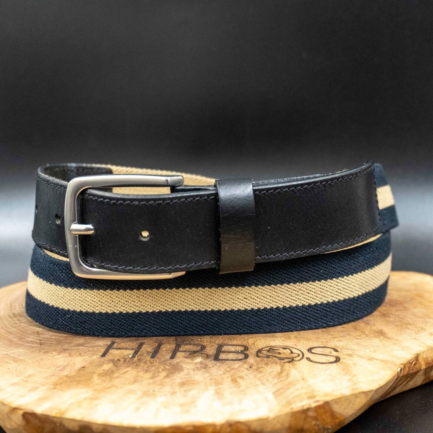 Vintage Mens Fabric and Leather Belt Braided Jeans Belt Blue Size 36