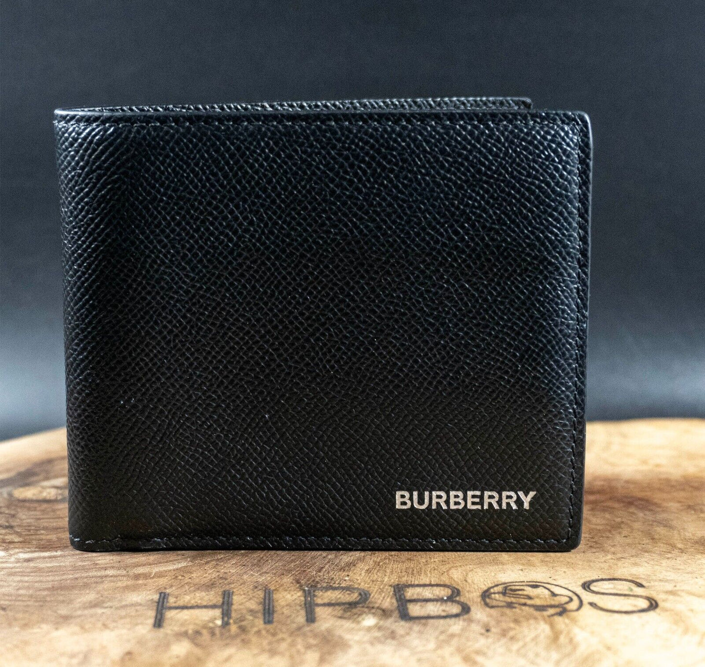 Burberry Authentic Mens Wallet Grain Leather Bifold Wallet Black
