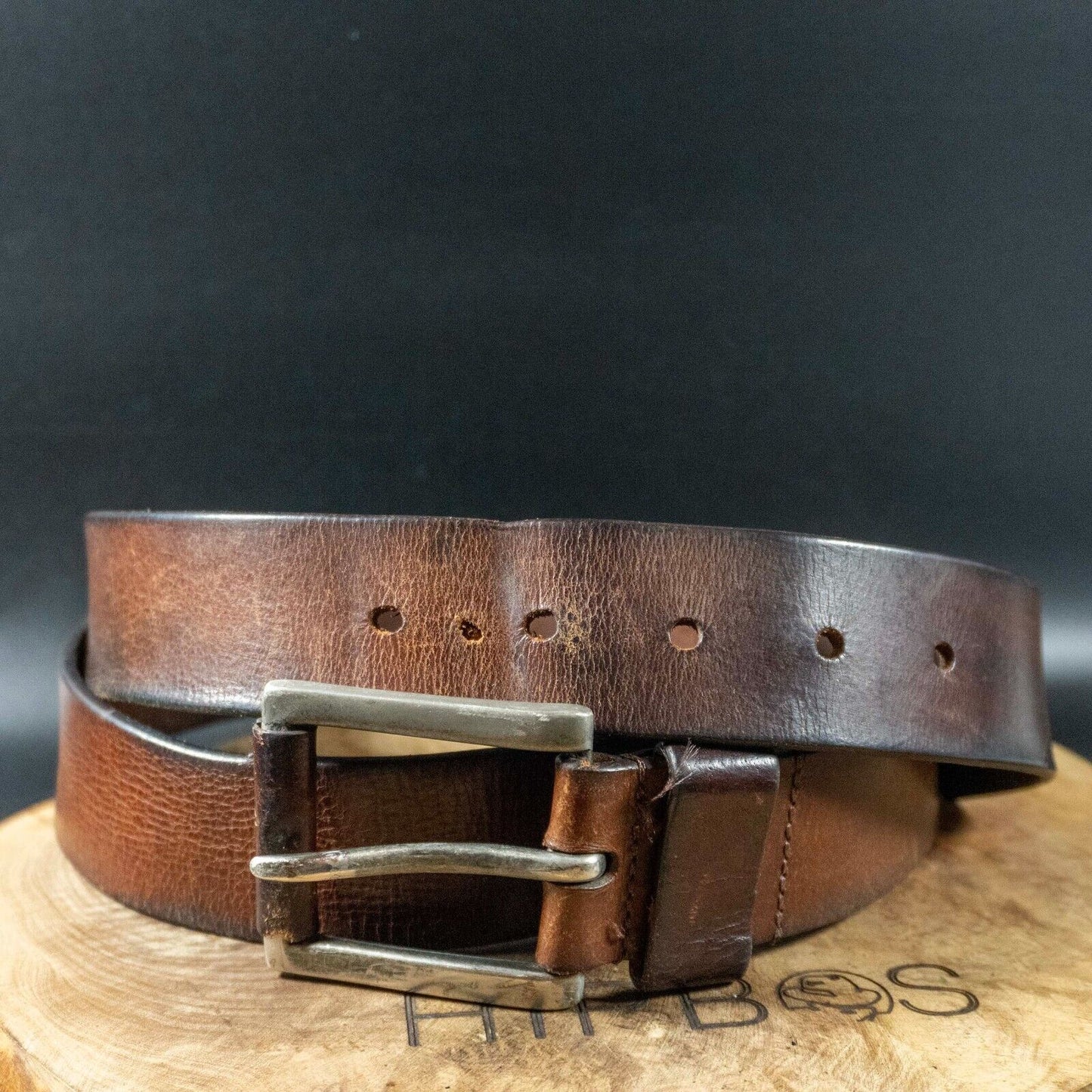 Vintage Mens Belt Handmade Leather Jeans Belt Brown Size 38