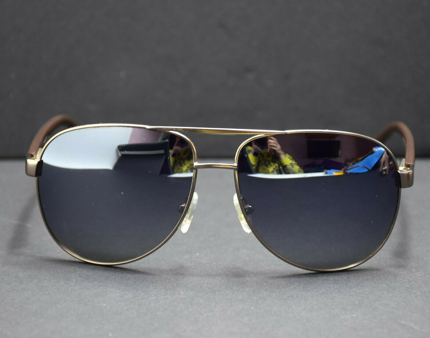 Polar Glare Pilot Sunglasses PG521B Brown and Gun Metal Frame Polarised Lenses - VintageThing