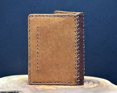 Vintage Handmade Mens Womens Leather Card Holder Wallet Brown