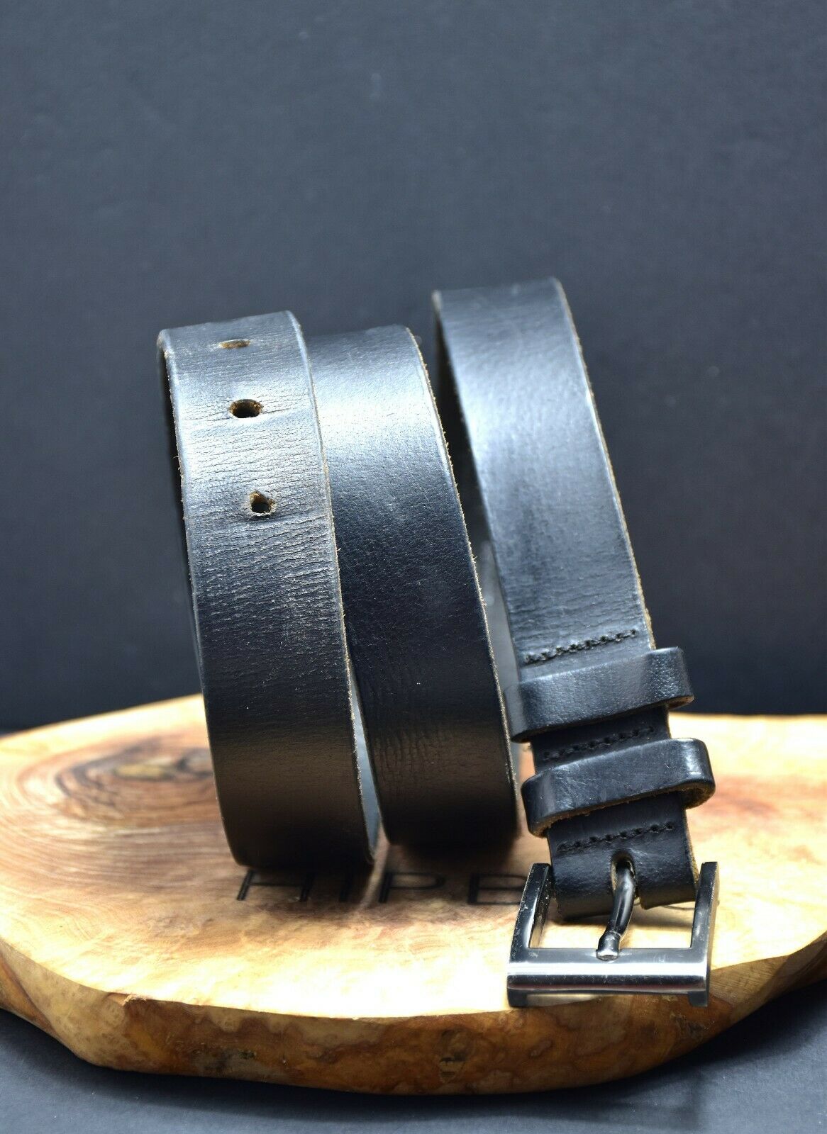 Next Mens Leather Jeans Classic Belt Black Size M (34) - VintageThing