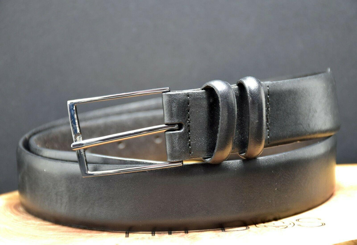 Marks and Spencer M&S Classic Mens Leather Belt Black Size 34-36 - HipBos