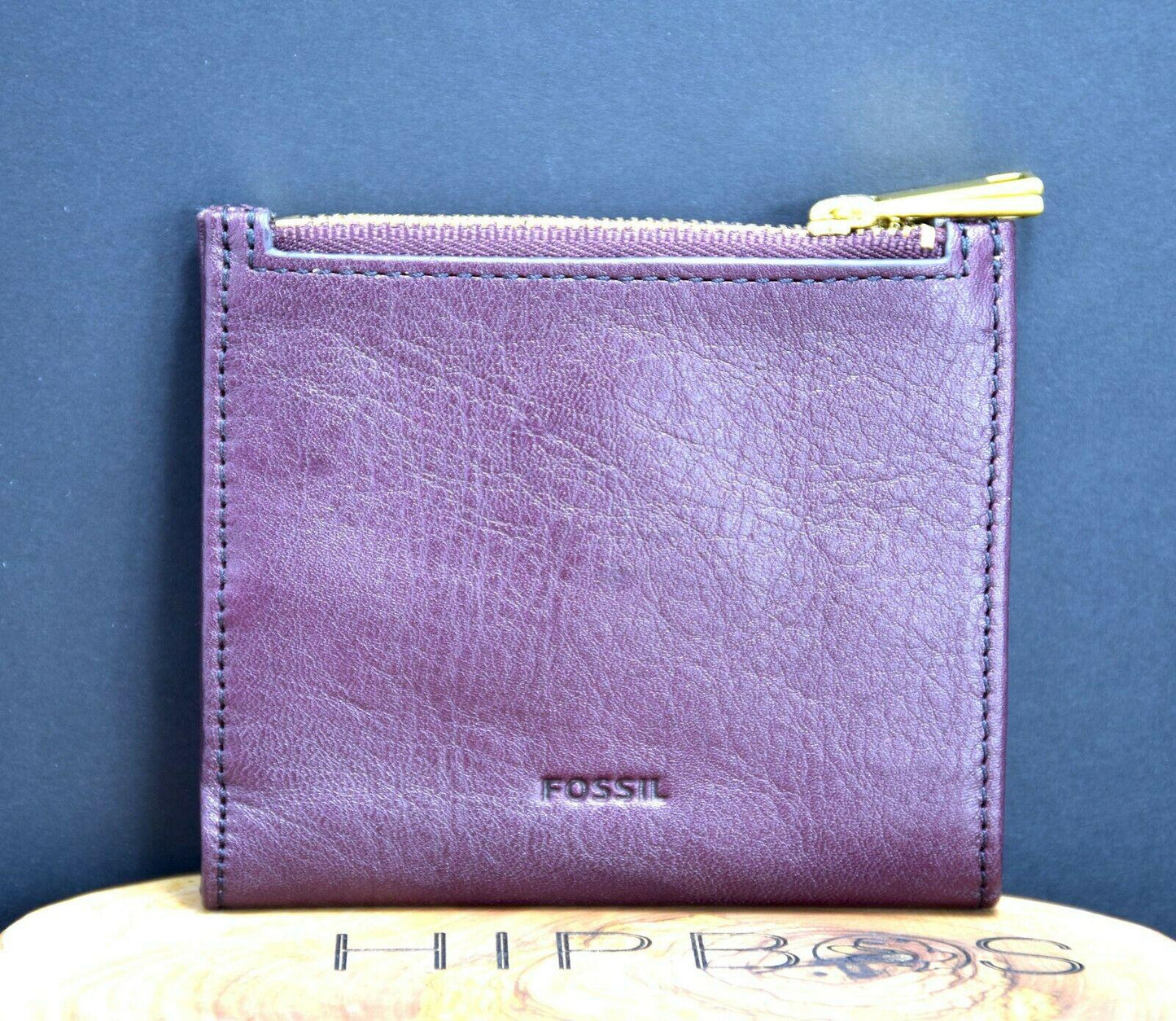 Fossil Womens Shelby Mini Clutch Leather Wallet Purse Burgundy Pink - HipBos