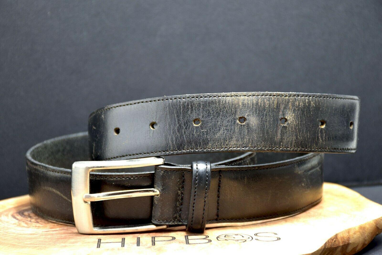 Le Serge Australian Vintage Mens Leather Belt Black Size 34 - HipBos