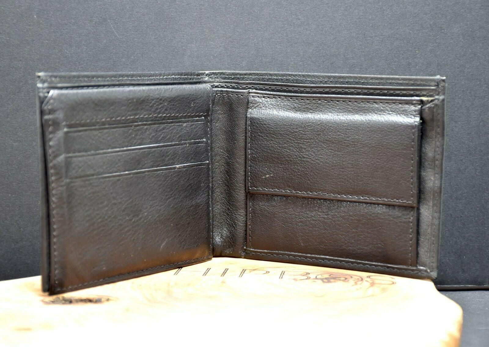 El Monedera Mens Leather Bifold Wallet Black - HipBos