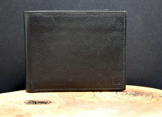 El Monedera Mens Leather Bifold Wallet Black - HipBos