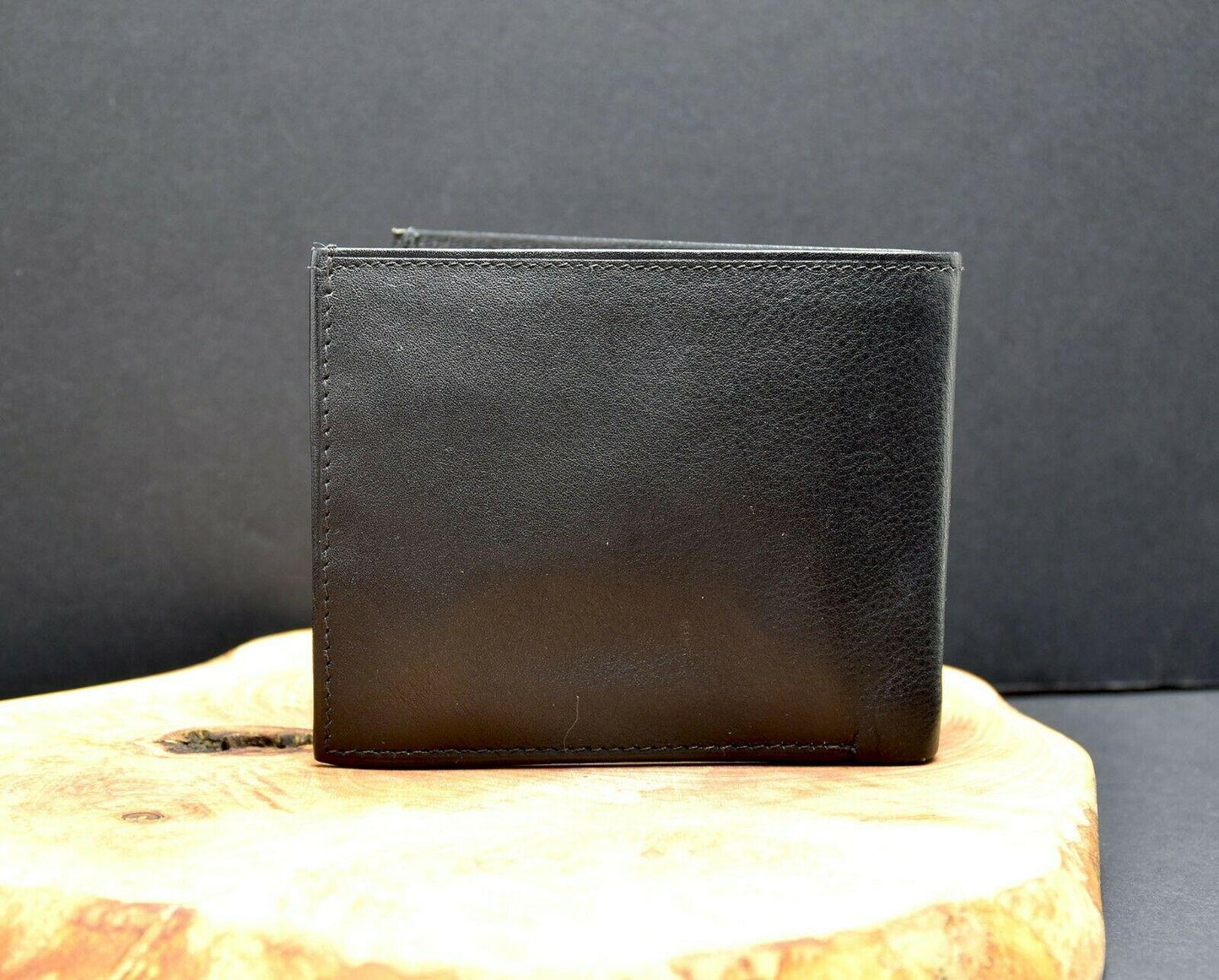 El Monedera Mens Leather Bifold Wallet Black - HipBos