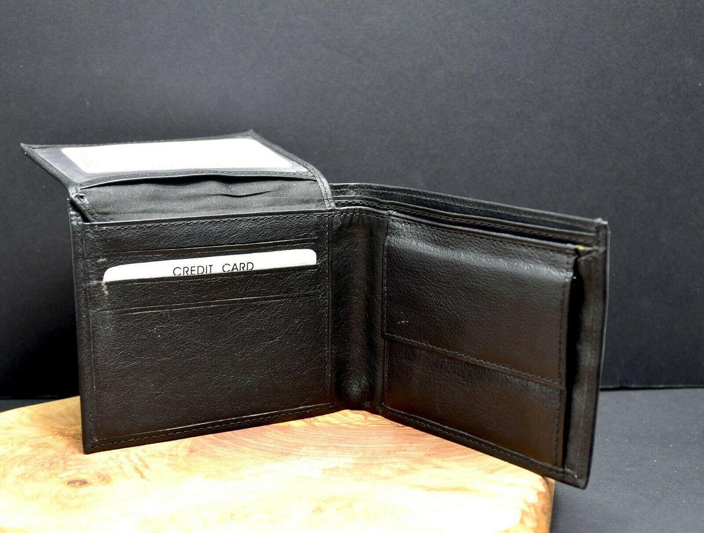 El Monedera Mens Leather Bifold Wallet Black - HipBos