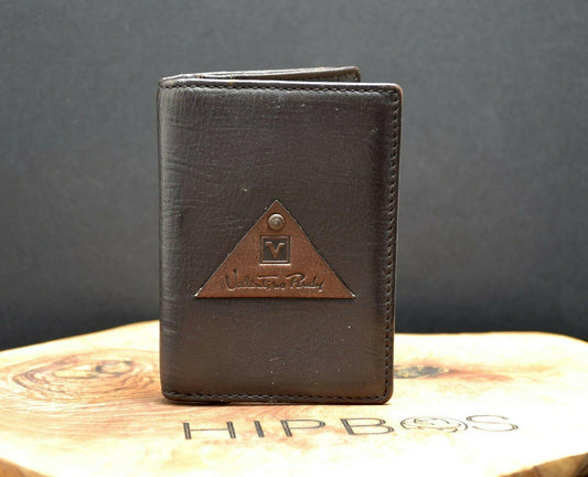 Valentino Rudy Leather Card Business Card ID Wallet Holder Brown - HipBos