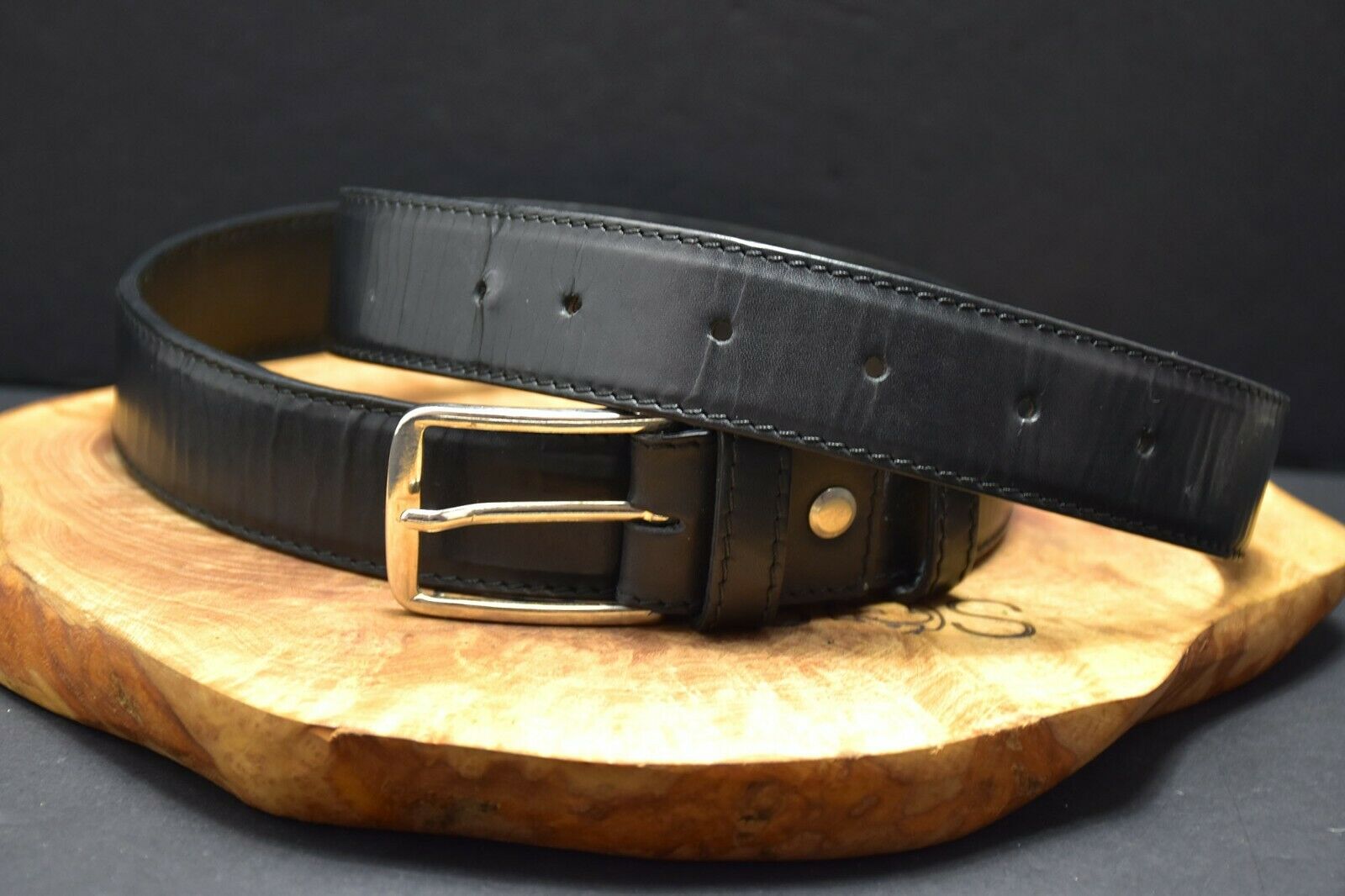 Bonino Italian Vintage Classic Mens Leather Belt Black Size 36 - VintageThing