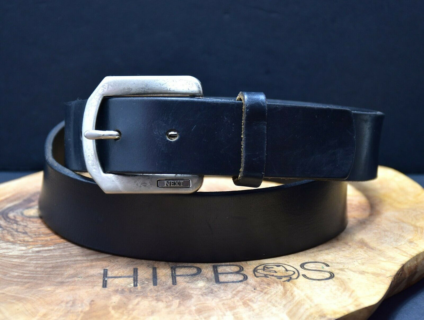 Next Mens Vintage Mens Leather Jeans Belt Black Size S (29-32) - VintageThing