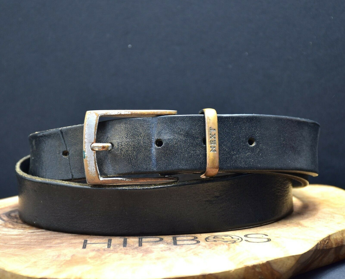 Next Vintage Mens Leather Jeans Classic Belt Black Size M (36") - VintageThing