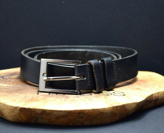 Next Mens Leather Jeans Classic Belt Black Size M (34) - VintageThing