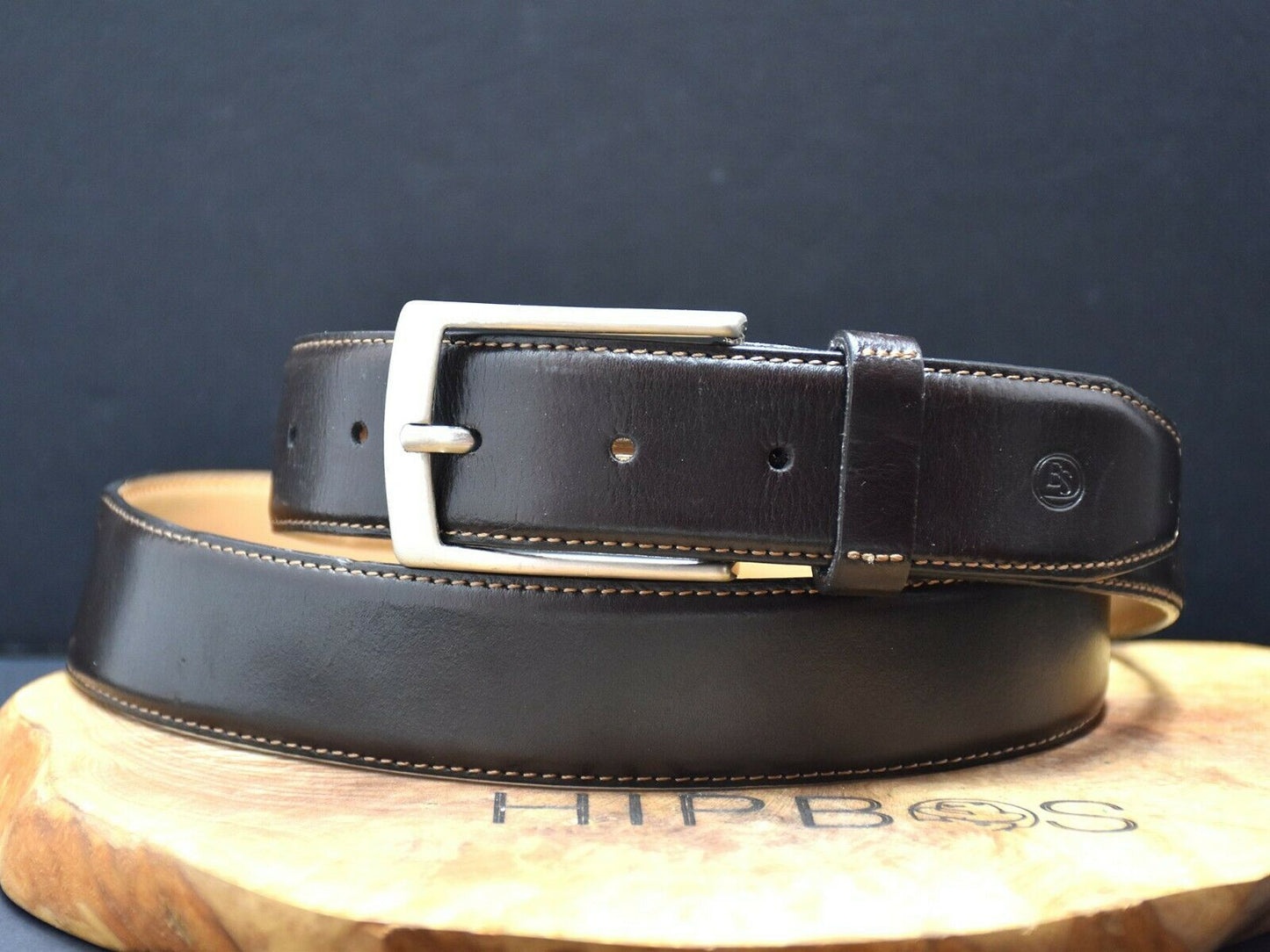 ES Classic Italian Mens Leather Belt Brown Size 38 - VintageThing