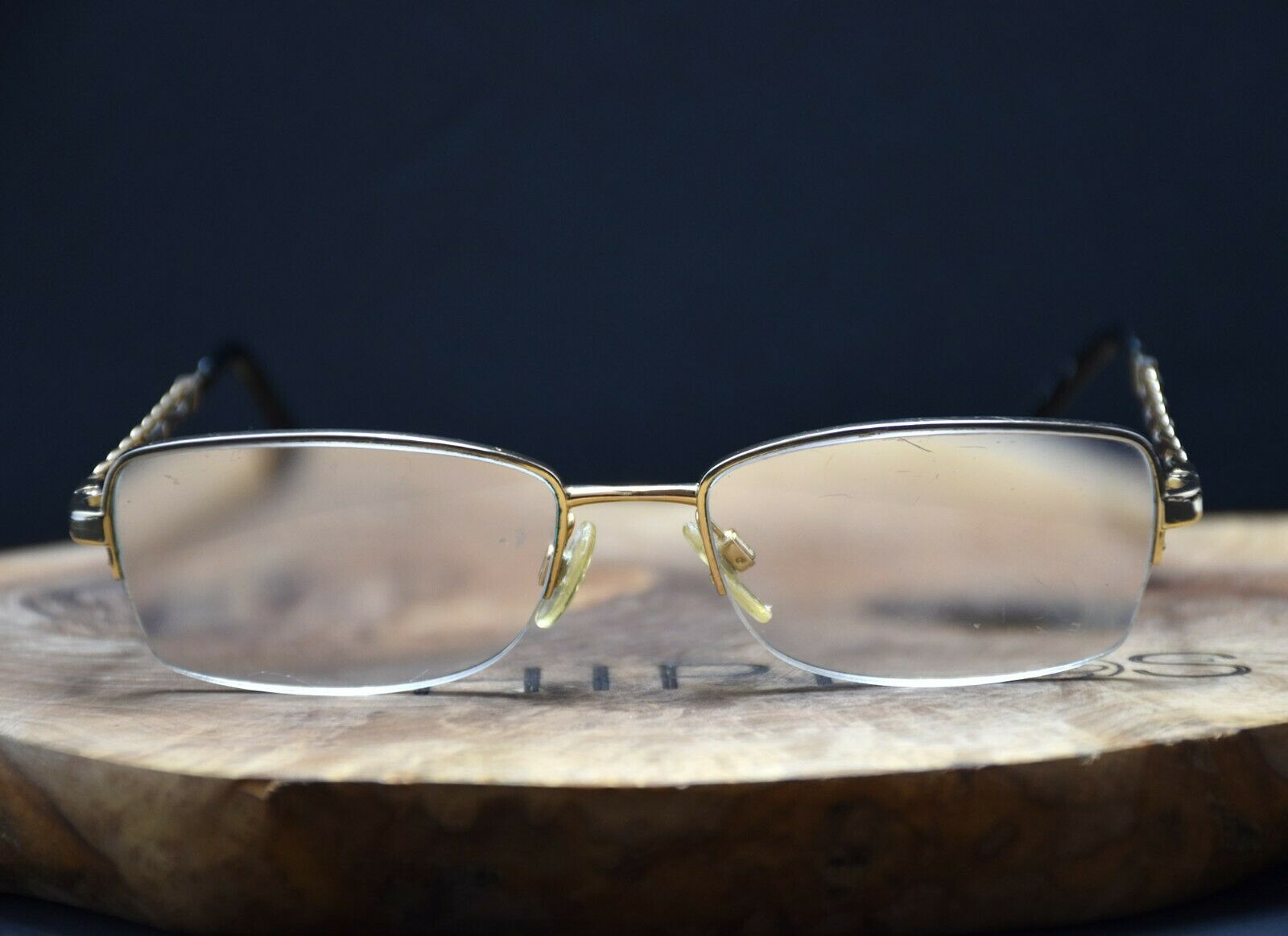 Chanel Vintage Womens Glasses Frames Spectacles Gold and Black - VintageThing