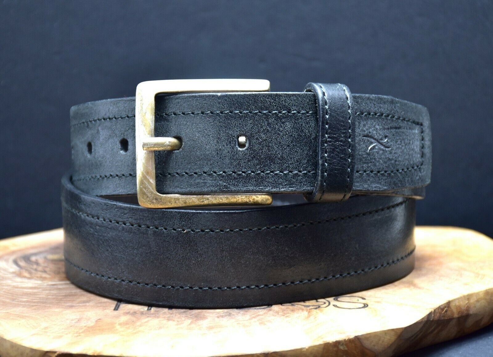 Brax Vintage Mens Leather Jeans Belt Black Size 32 - VintageThing