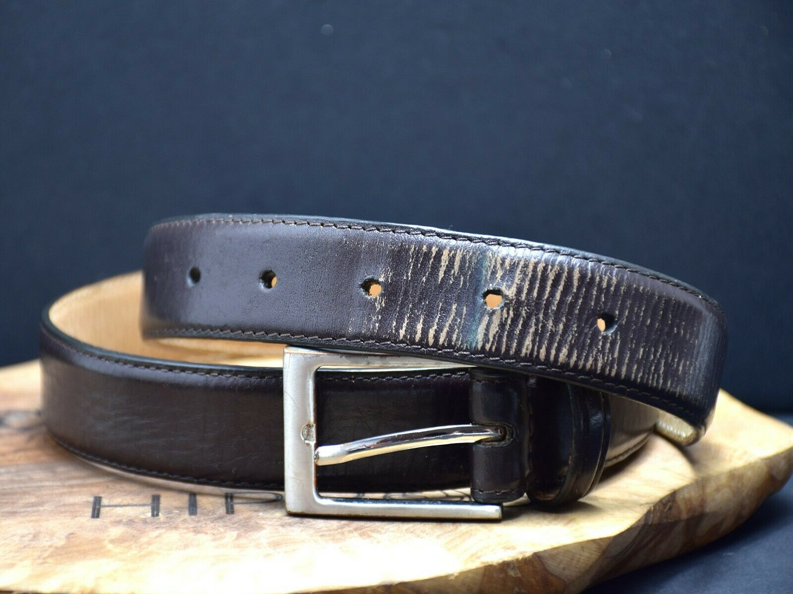 Jasper Conran Classic Mens Leather Belt Brown Size Medium - VintageThing