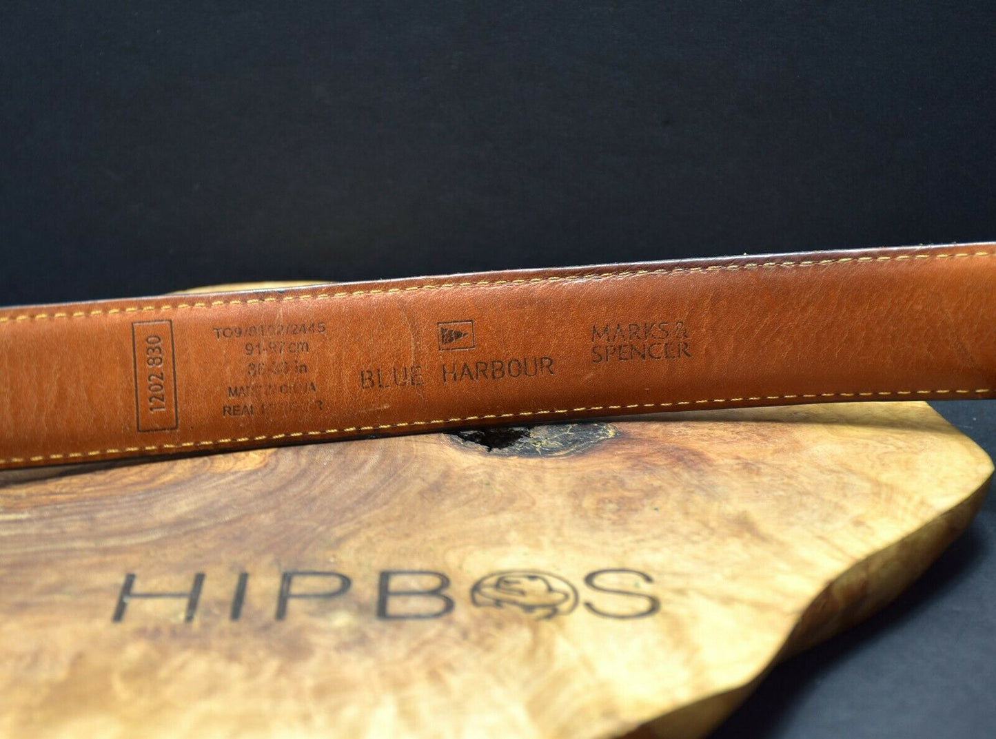 Marks and Spencer M&S Vintage Blue Harbour Mens Leather Jeans Belt Black Size 34 - VintageThing