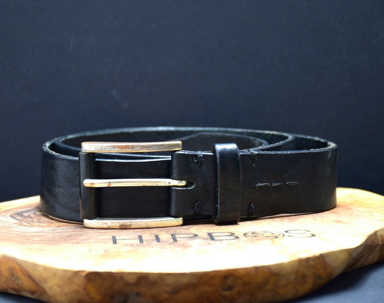 Allen Edmonds Vintage Mens Leather Jenas Belt Black Size 34 - VintageThing