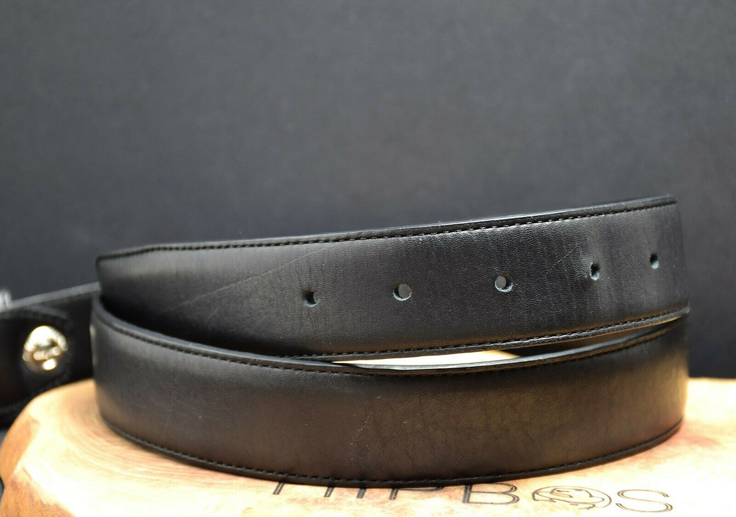 Cinture D'Autore Italian Mens Leather Belt Black Size 34 - VintageThing