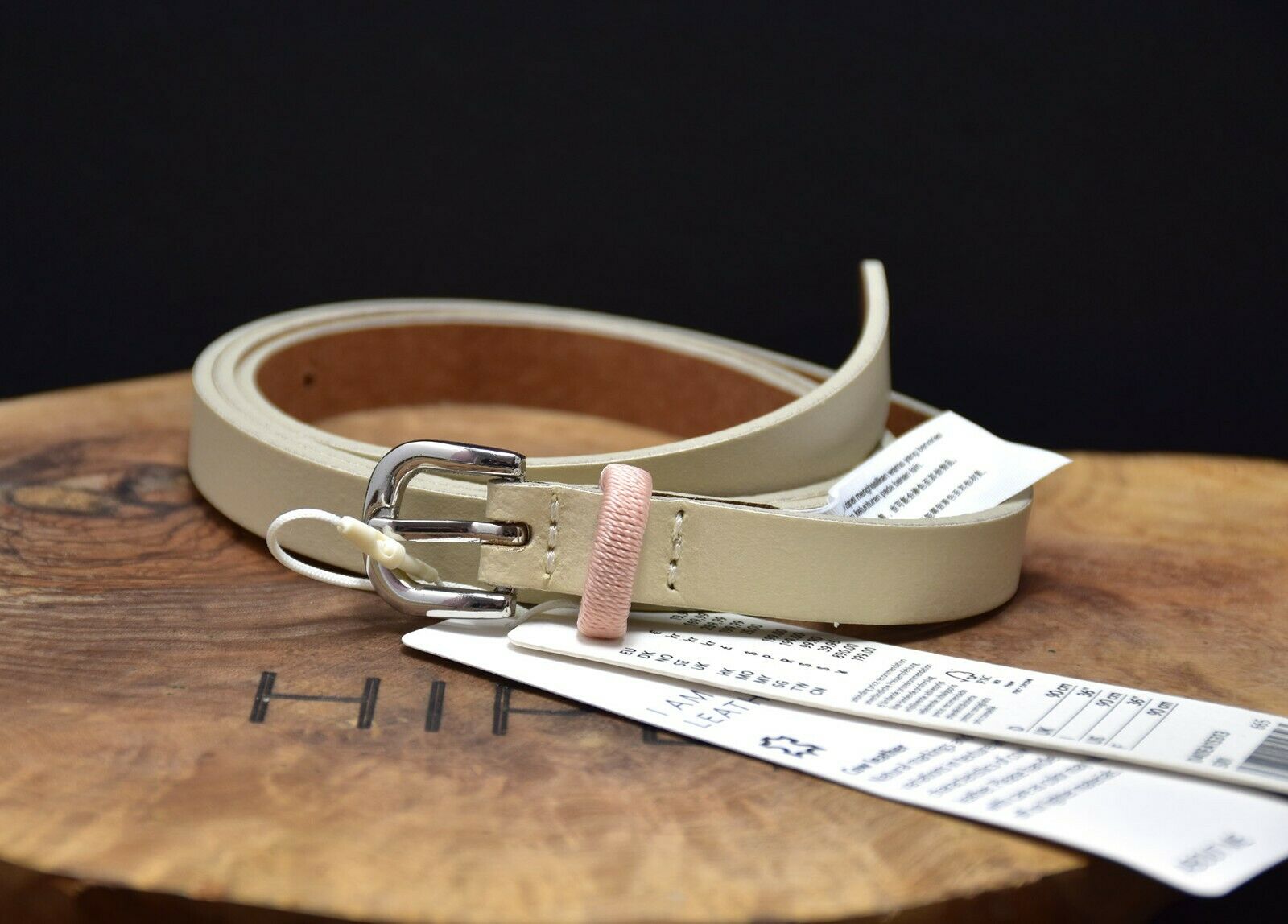 ESPRIT Womens Skinny Leather Waist Hip Belt Beige Pink Size 40 (100cm) - VintageThing