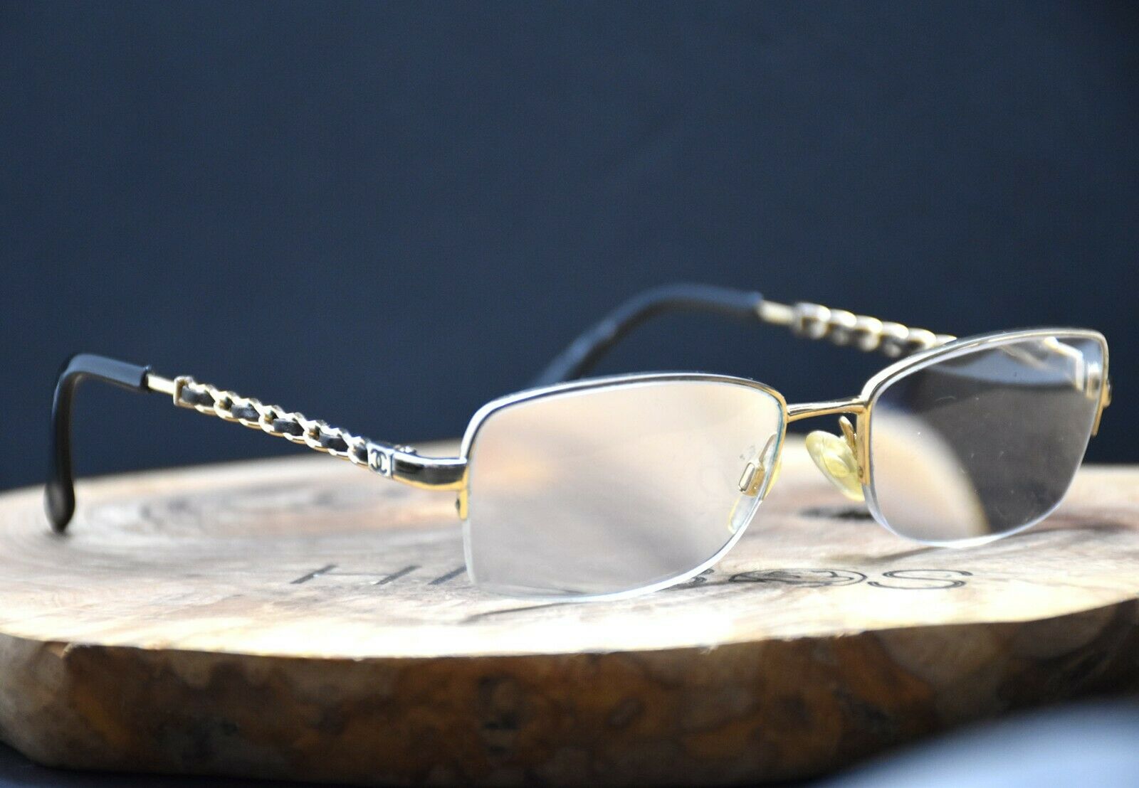 Chanel Vintage Womens Glasses Frames Spectacles Gold and Black - VintageThing