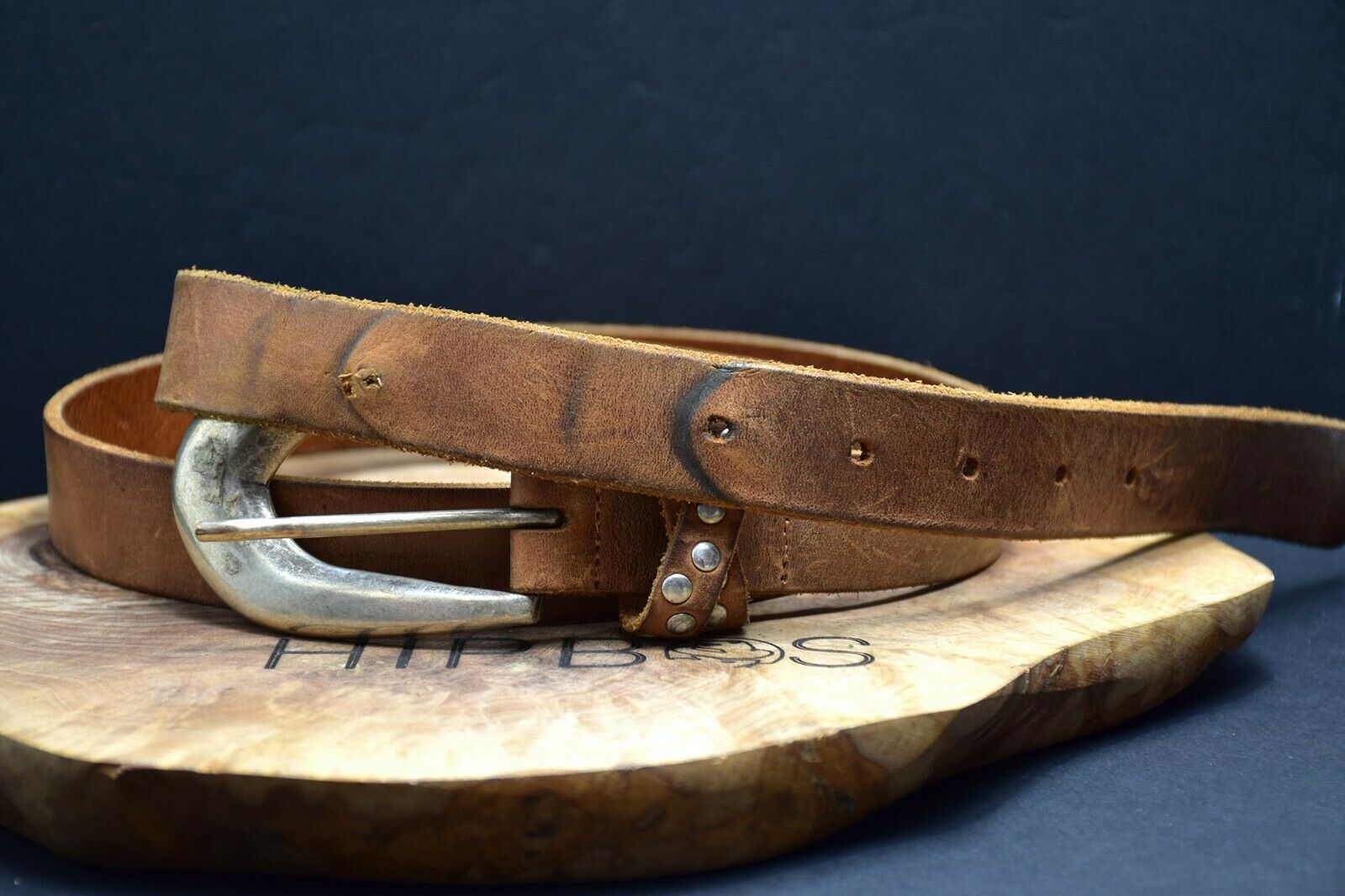 Awear Vintage Womens Leather Belt Brown Size Medium / Large - VintageThing