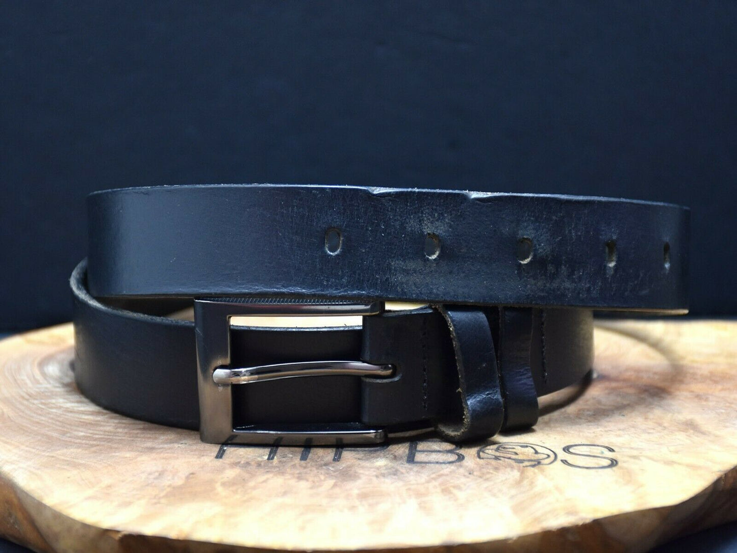 Next Vintage Mens Classic Leather Jeans Belt Black Size M (32-35) - VintageThing