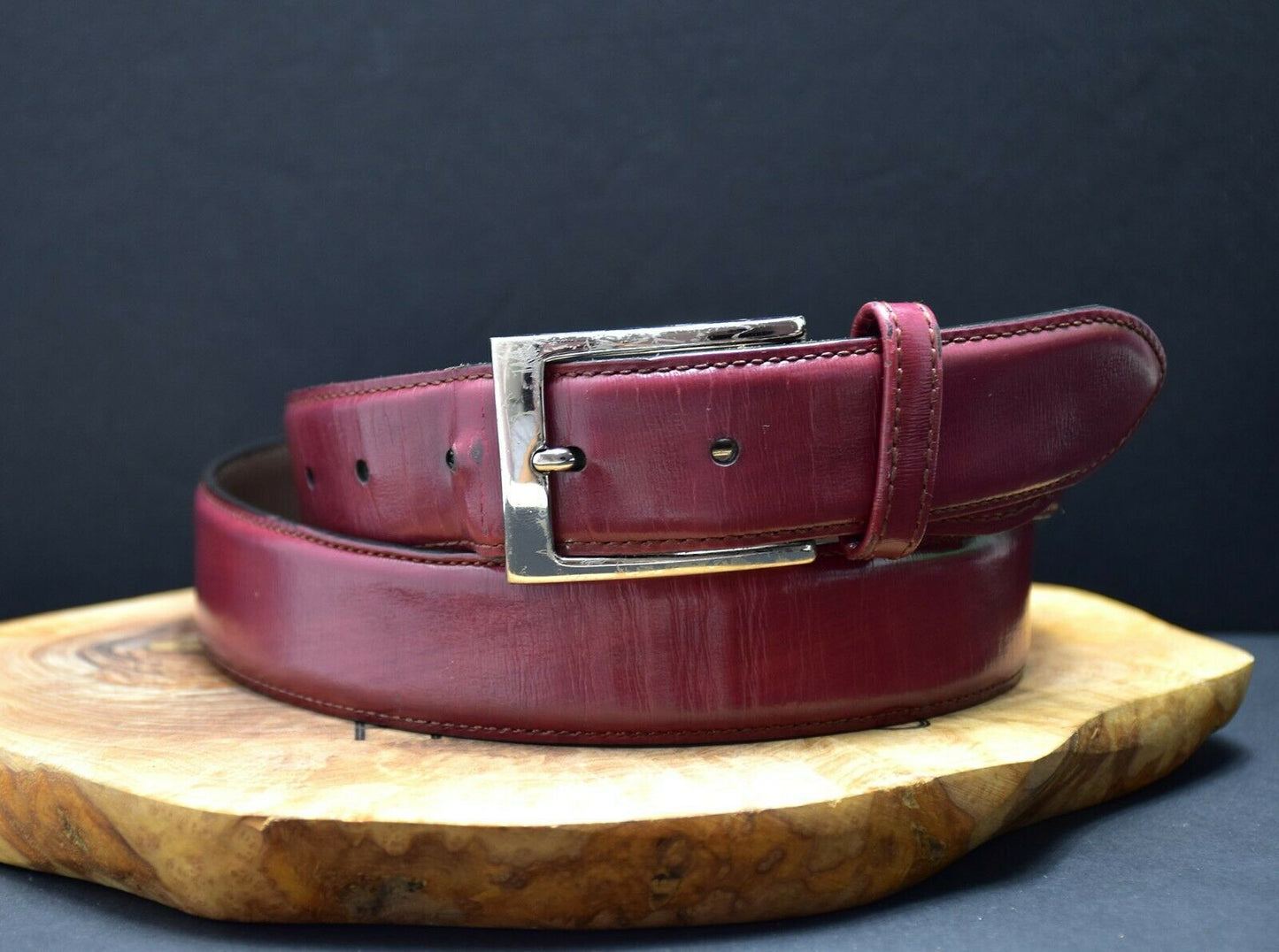 Balteus Mens Genuine Leather Belt Made in Japan Red Brown Size 36 - VintageThing