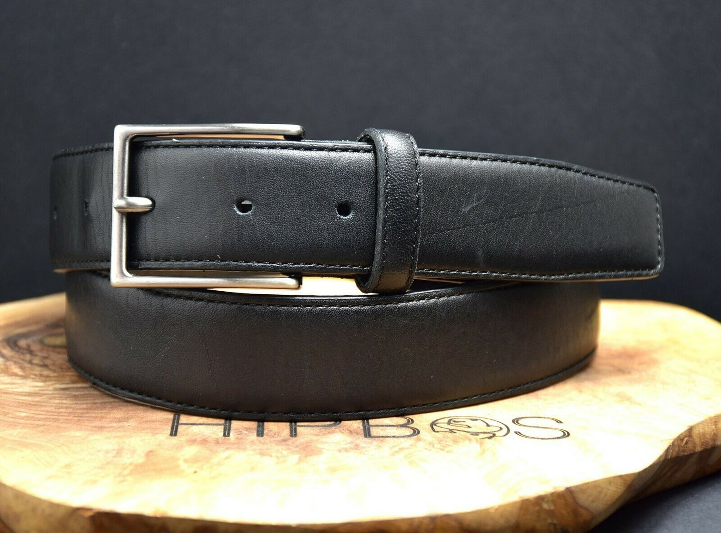 Cinture D'Autore Italian Mens Leather Belt Black Size 34 - VintageThing