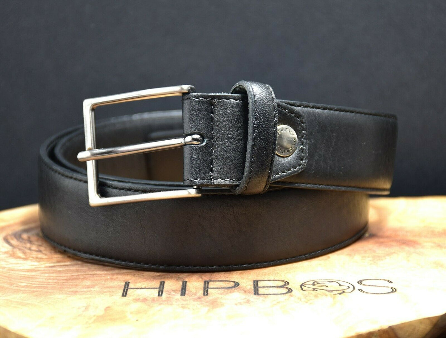 Cinture D'Autore Italian Mens Leather Belt Black Size 34 - VintageThing