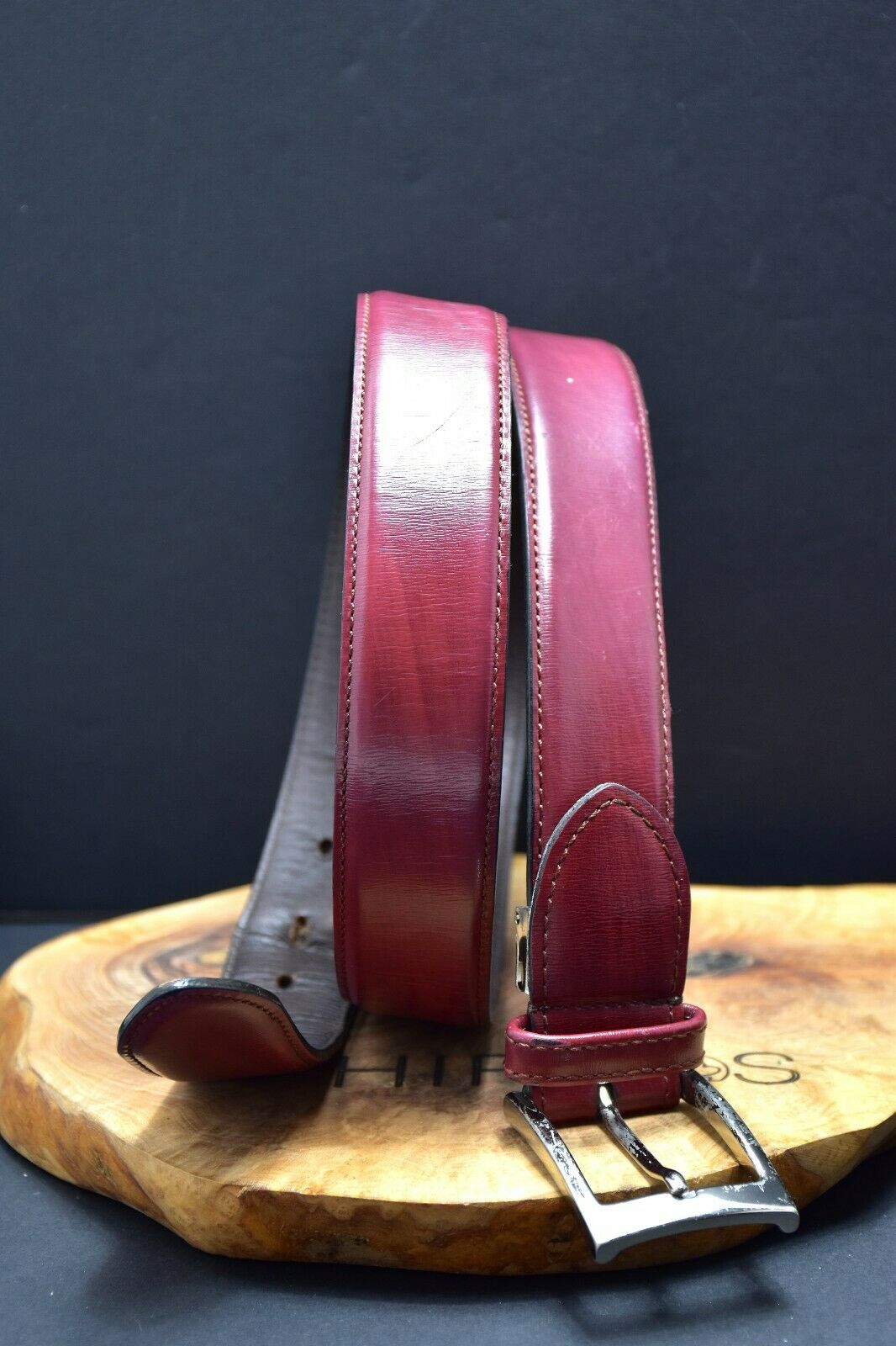 Balteus Mens Genuine Leather Belt Made in Japan Red Brown Size 36 - VintageThing