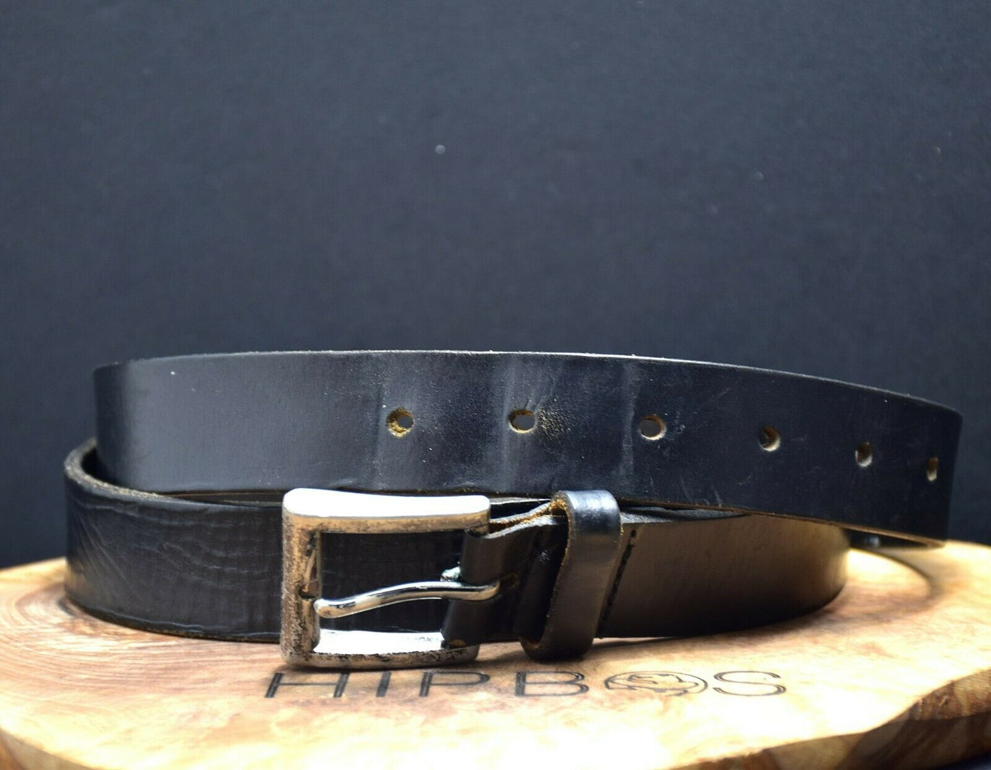 Next Mens Leather Jeans Classic Belt Black Size L (36"-38") - VintageThing