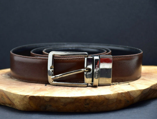 Bellido Mens Classic Reversible Leather Belt Brown / Black Size 36 - VintageThing