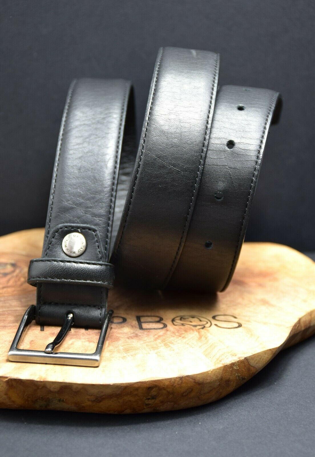 Cinture D'Autore Italian Mens Leather Belt Black Size 34 - VintageThing