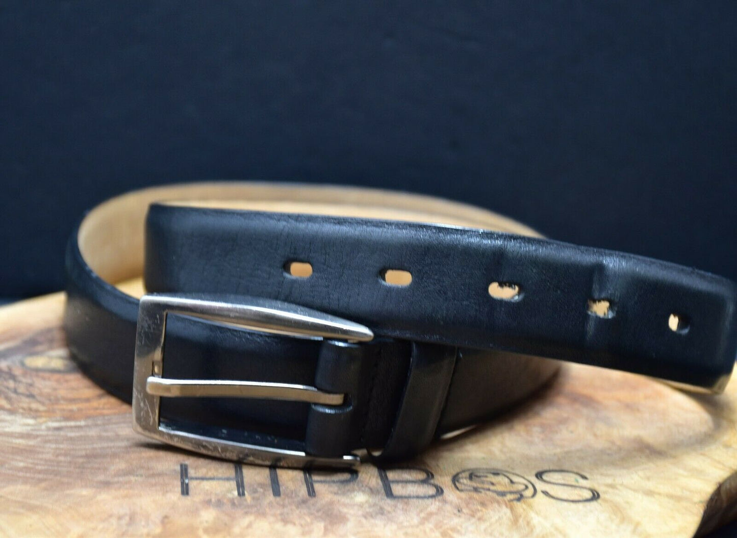 Marks and Spencer M&S Mens Classic Leather Jeans Belt Black Size 33-35 - VintageThing