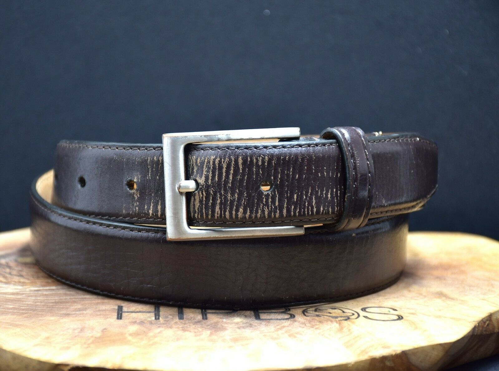 Jasper Conran Classic Mens Leather Belt Brown Size Medium - VintageThing