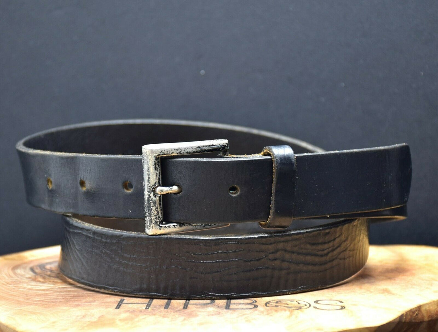 Next Mens Leather Jeans Classic Belt Black Size L (36"-38") - VintageThing