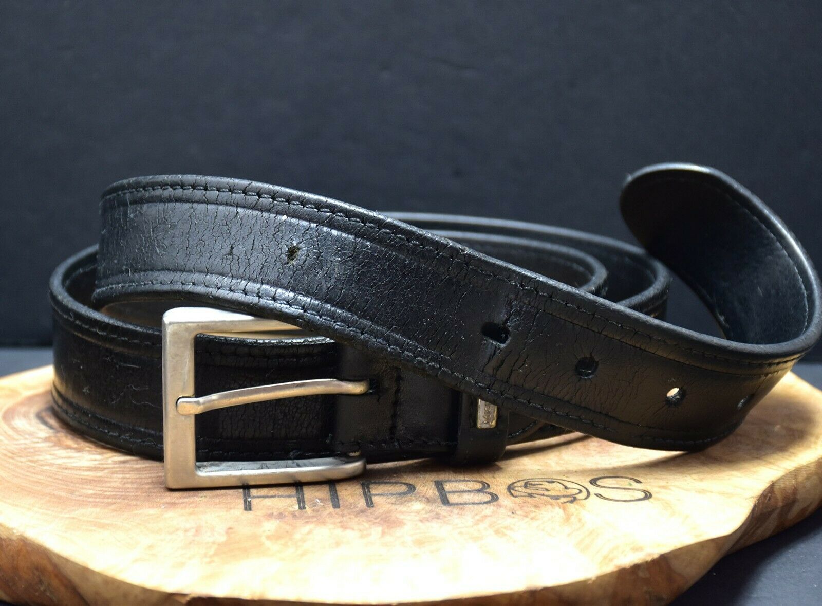 Miguel Bellido Vintage Mens Classic Leather Belt Black Size 38 - VintageThing