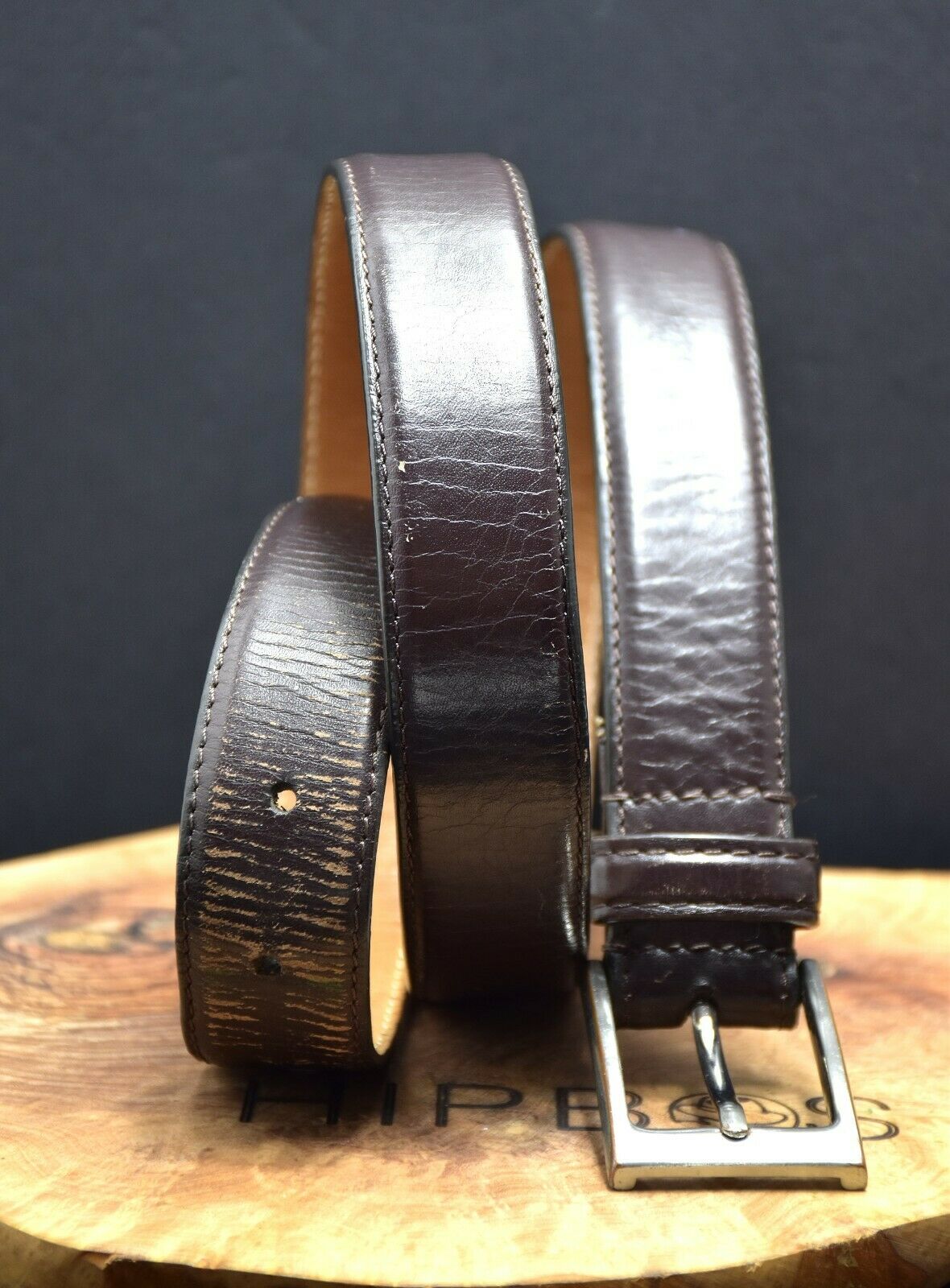 Jasper Conran Classic Mens Leather Belt Brown Size Medium - VintageThing