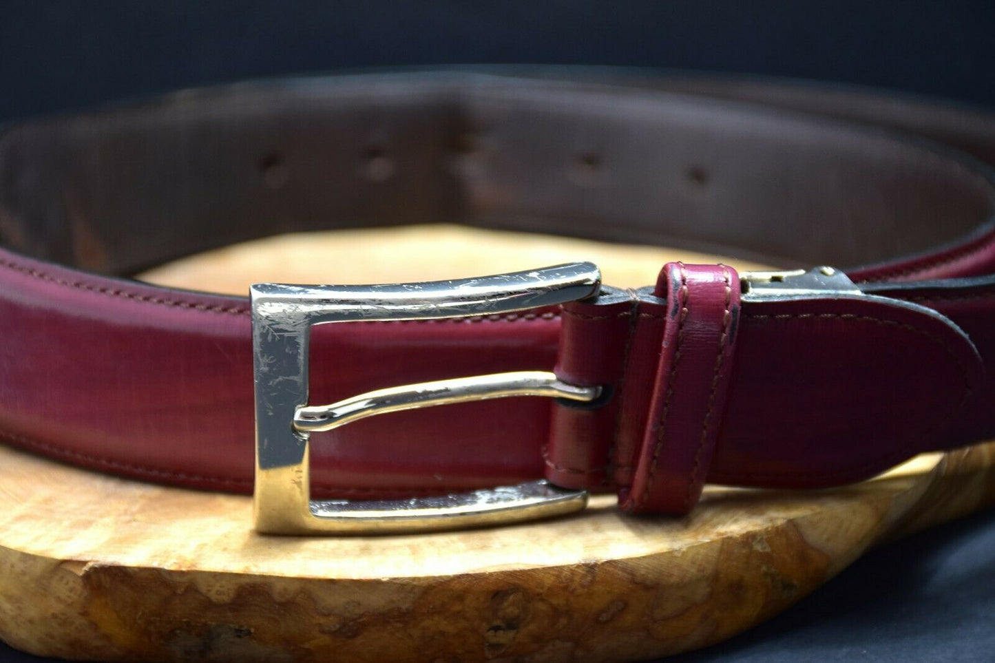 Balteus Mens Genuine Leather Belt Made in Japan Red Brown Size 36 - VintageThing