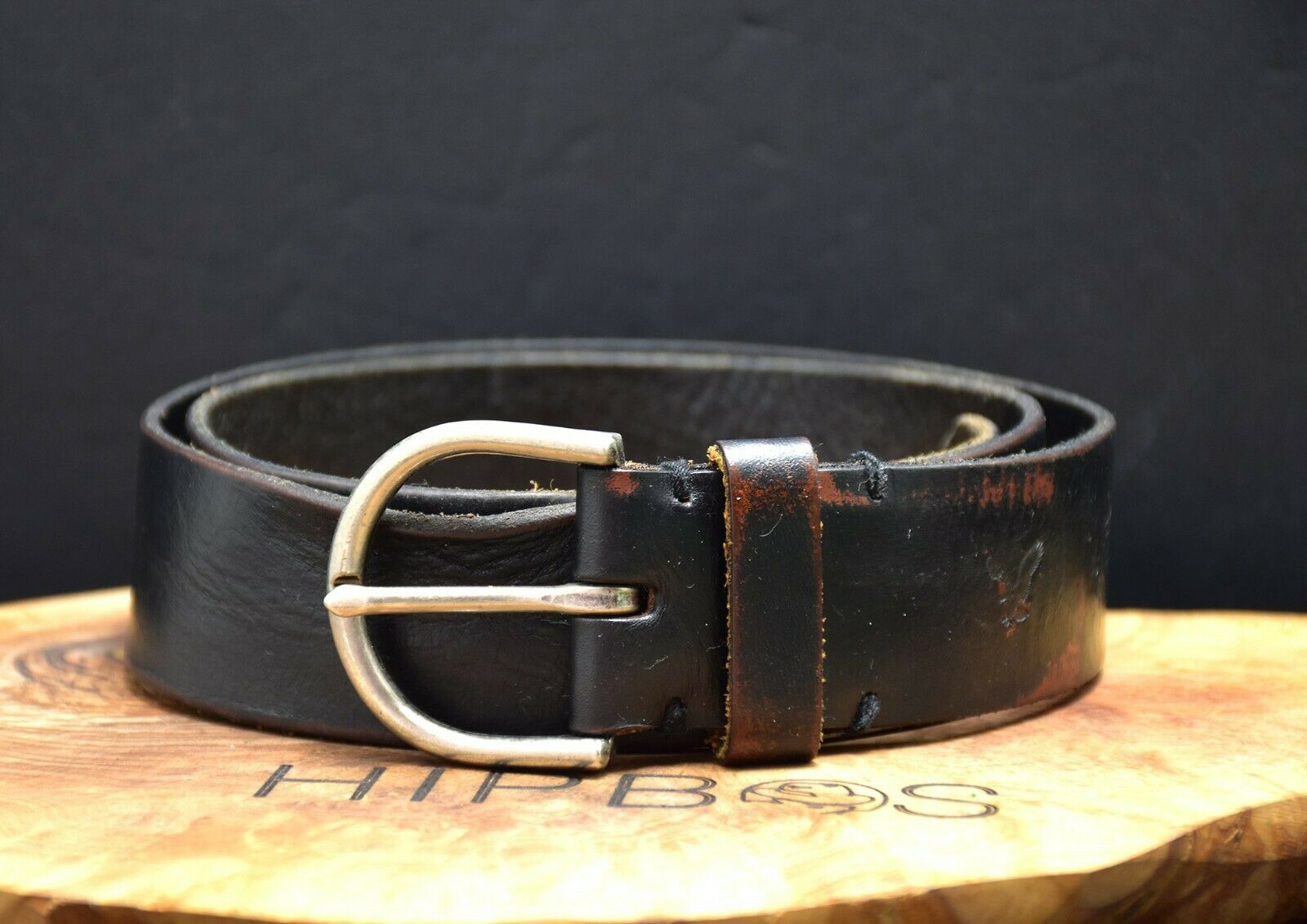 American Eagle Outfitters Vintage Mens Leather Belt Black Size 32 - VintageThing