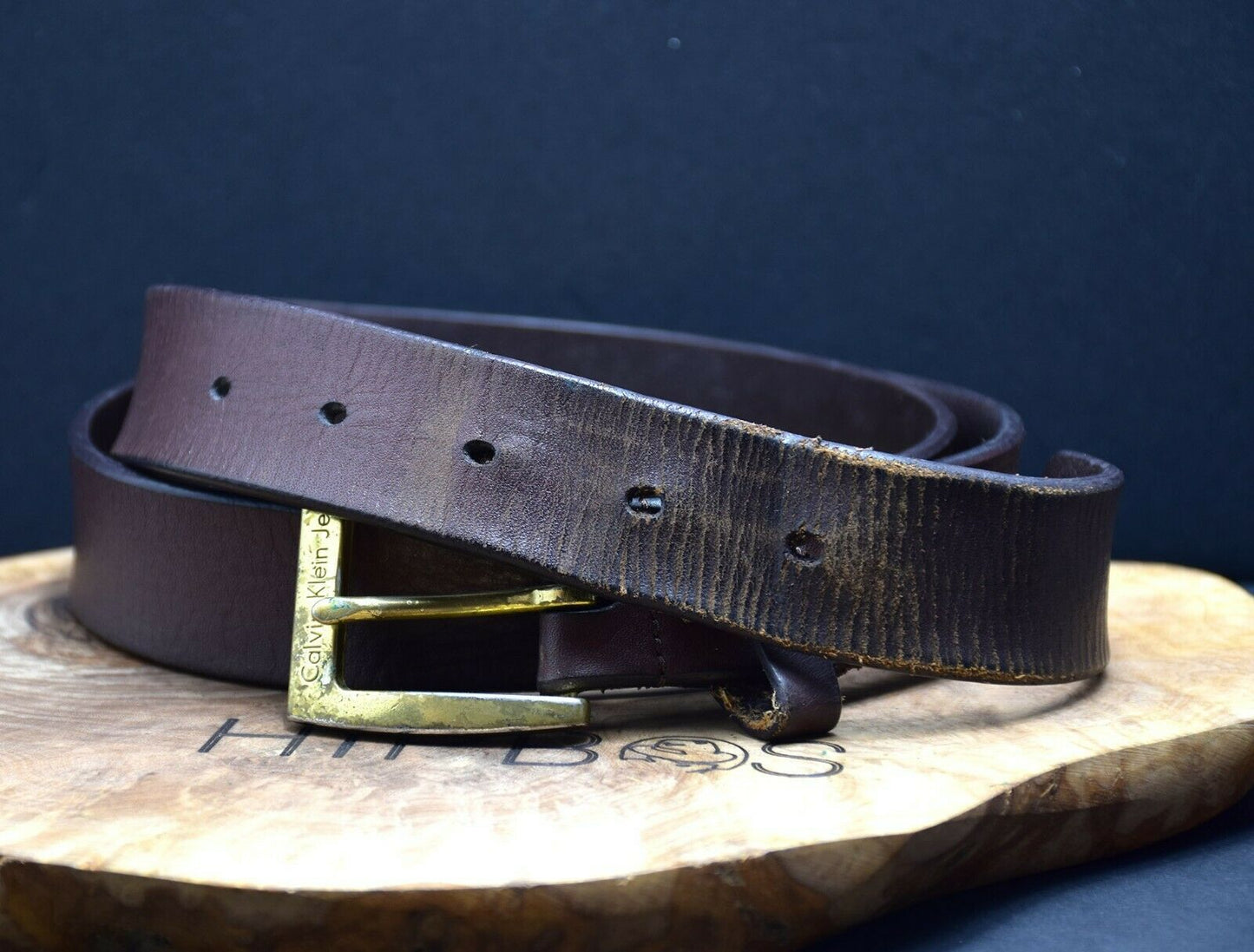 Calvin Klein Vintage Mens Leather Belt Brown Size 36 - VintageThing